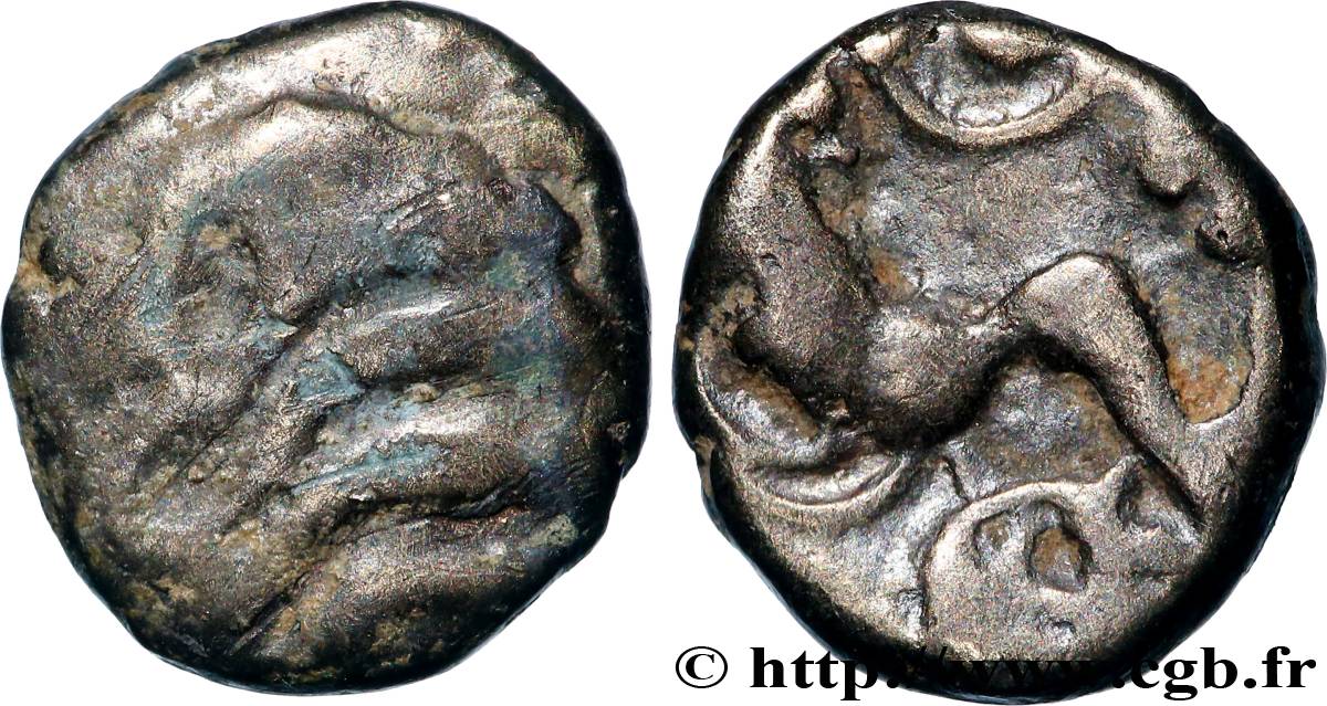 RÈMES (Région de Reims) Quart de statère “aux segments de cercles” en bas électrum TB/TB+