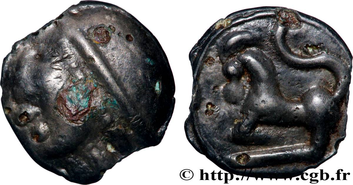 GALLIA BELGICA - SEQUANI (Area of Besançon) Potin à la grosse tête, au bandeau lisse VF/AU