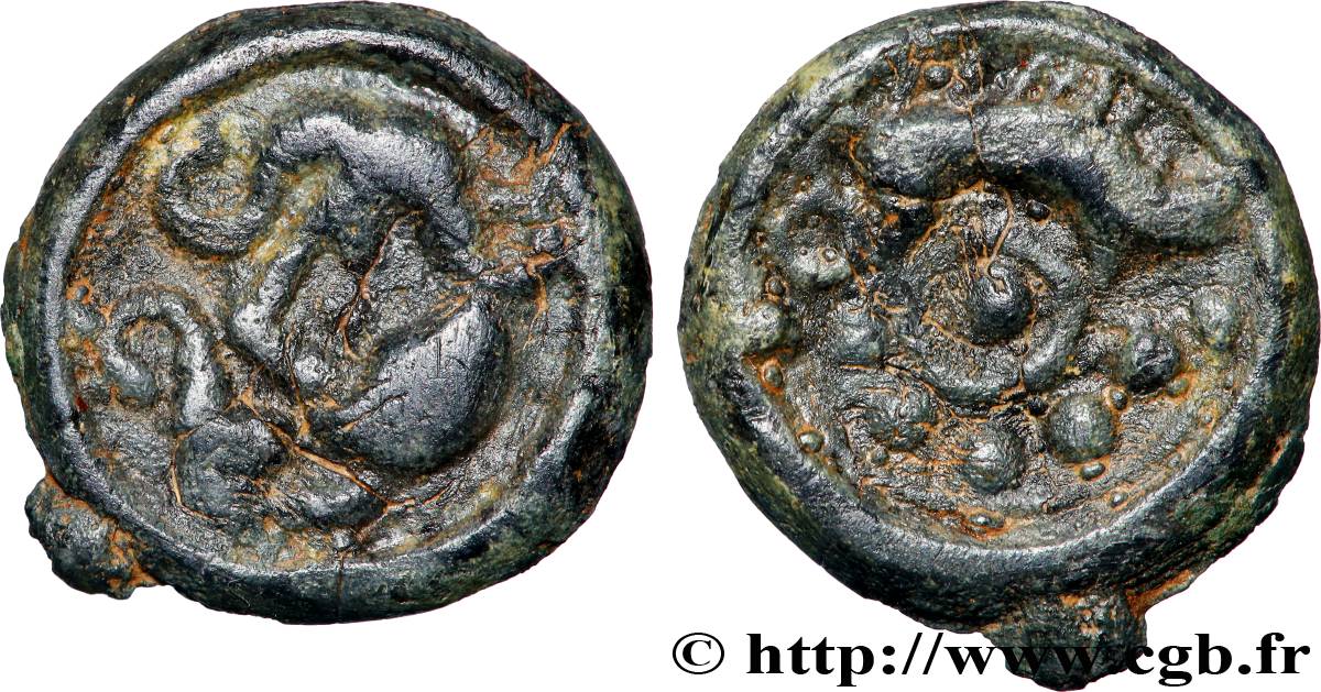 SUESSIONS (région de Soissons) Potin au sanglier, au torque et aux globules TTB+/TTB