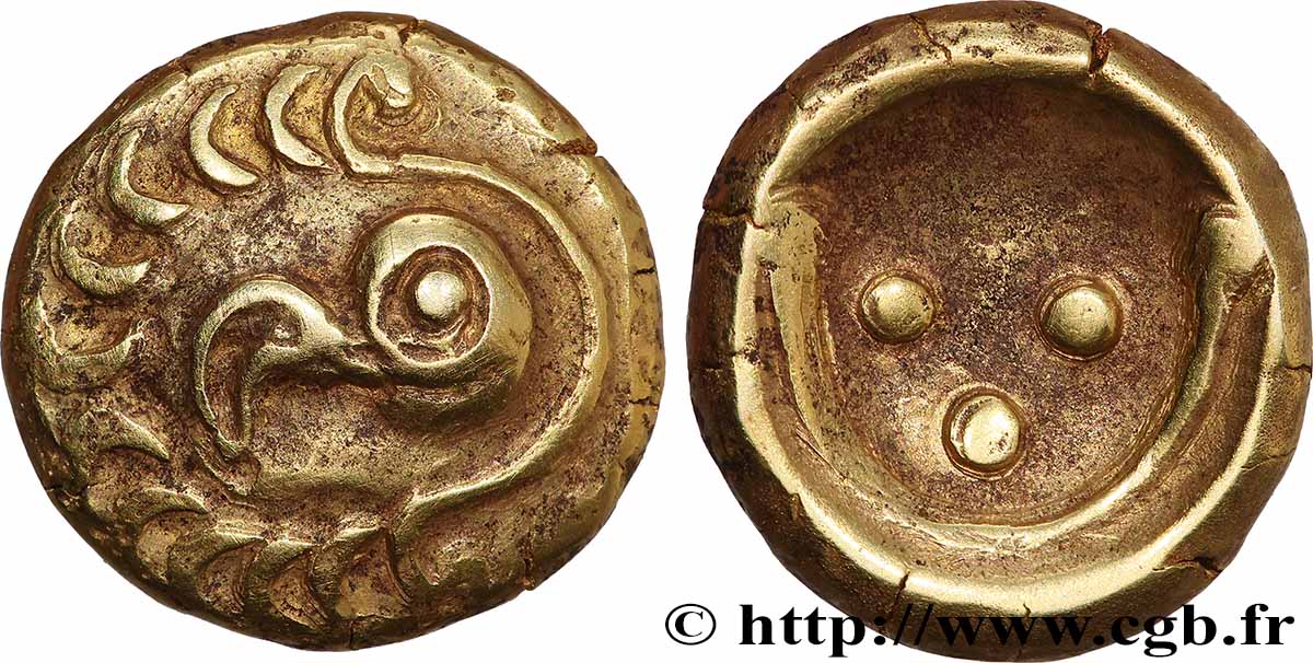 VINDELICI (Germanie, Allemagne du Sud actuelle) Statère d&nbsp;or &nbsp;Regenbogenschüsselchen&nbsp; Type II A TTB+