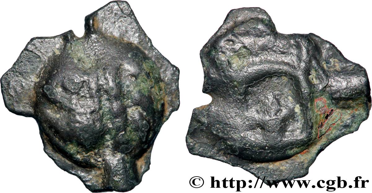 LEUQUES (Région de Toul) Potin à la tête d’indien, classe Ij/h TTB