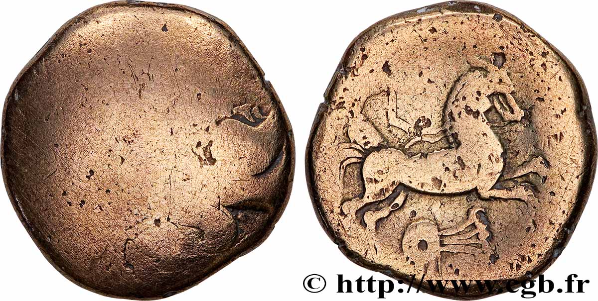 ÉDUENS (BIBRACTE, région du Mont-Beuvray) Statère en électrum à la lyre horizontale, type de Chenôves B/TB+