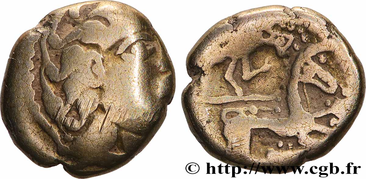 ÉDUENS (BIBRACTE, région du Mont-Beuvray) Quart de statère à la rouelle, du type de Chenôves TB+