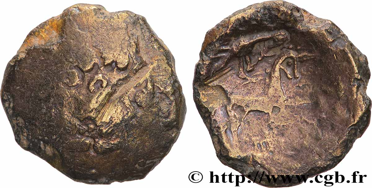 ÉDUENS (BIBRACTE, région du Mont-Beuvray) Statère en électrum à la lyre, type de Chenôves TB/TTB