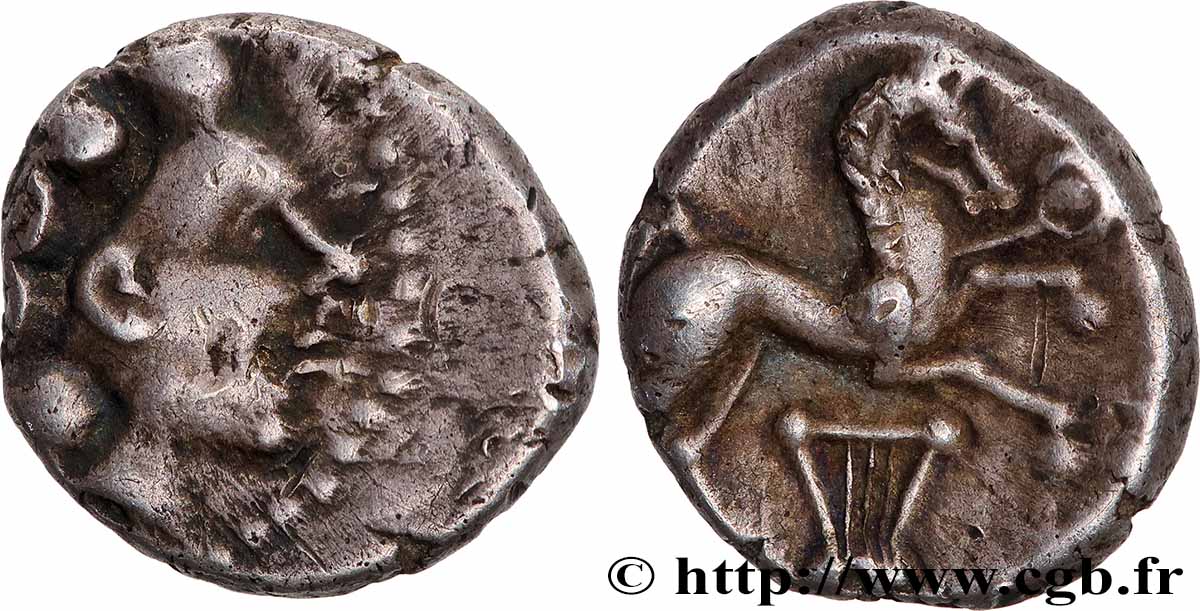 ÉDUENS (BIBRACTE, région du Mont-Beuvray) Denier à la lyre TTB+