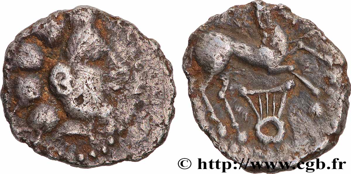 ÉDUENS (BIBRACTE, région du Mont-Beuvray) Denier à la lyre TTB+