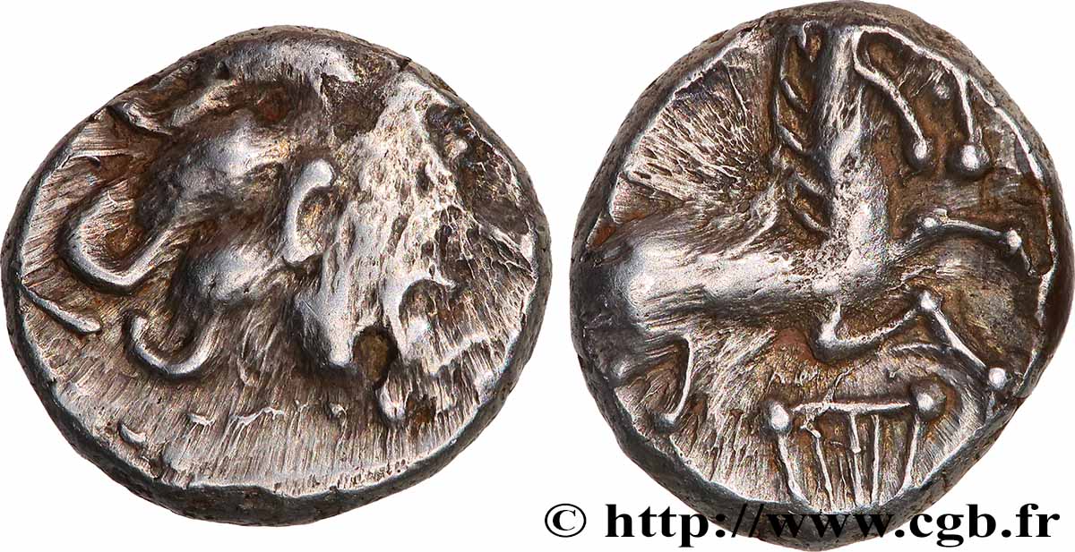 ÉDUENS (BIBRACTE, région du Mont-Beuvray) Denier à la lyre TTB/TTB+