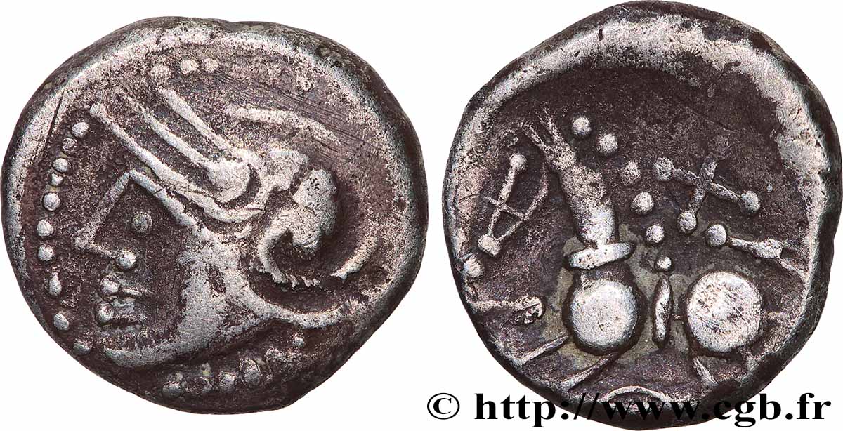 ÉDUENS (BIBRACTE, région du Mont-Beuvray) Denier à la croisette et à la rouelle TTB+
