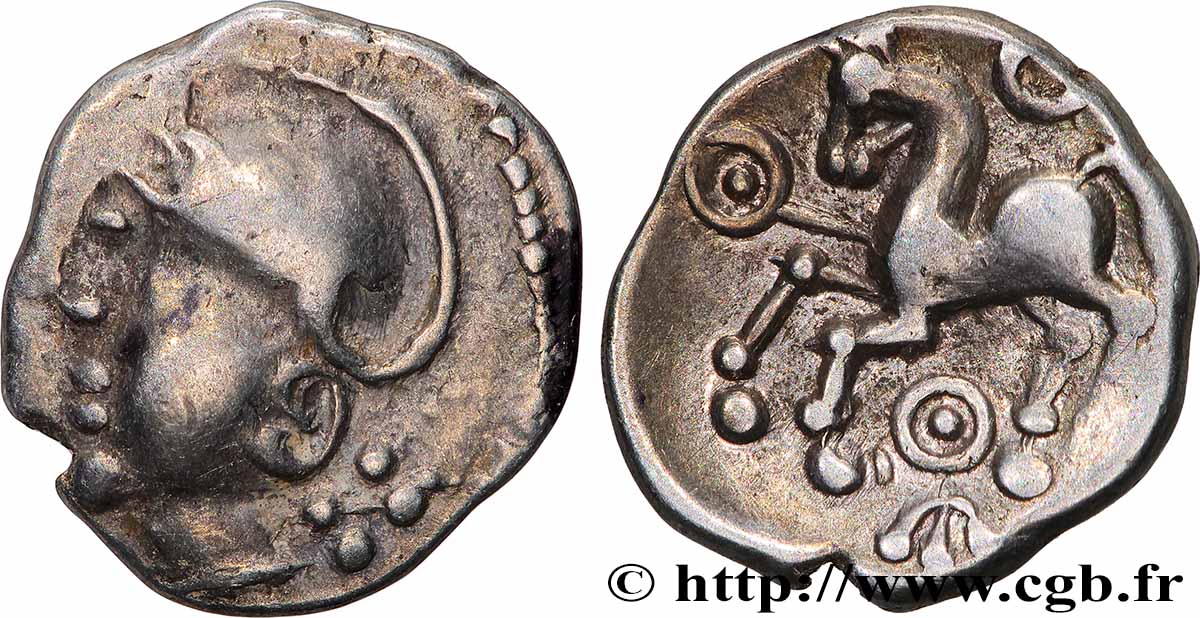 ÉDUENS (BIBRACTE, région du Mont-Beuvray) Denier à la tête casquée TTB+/SUP