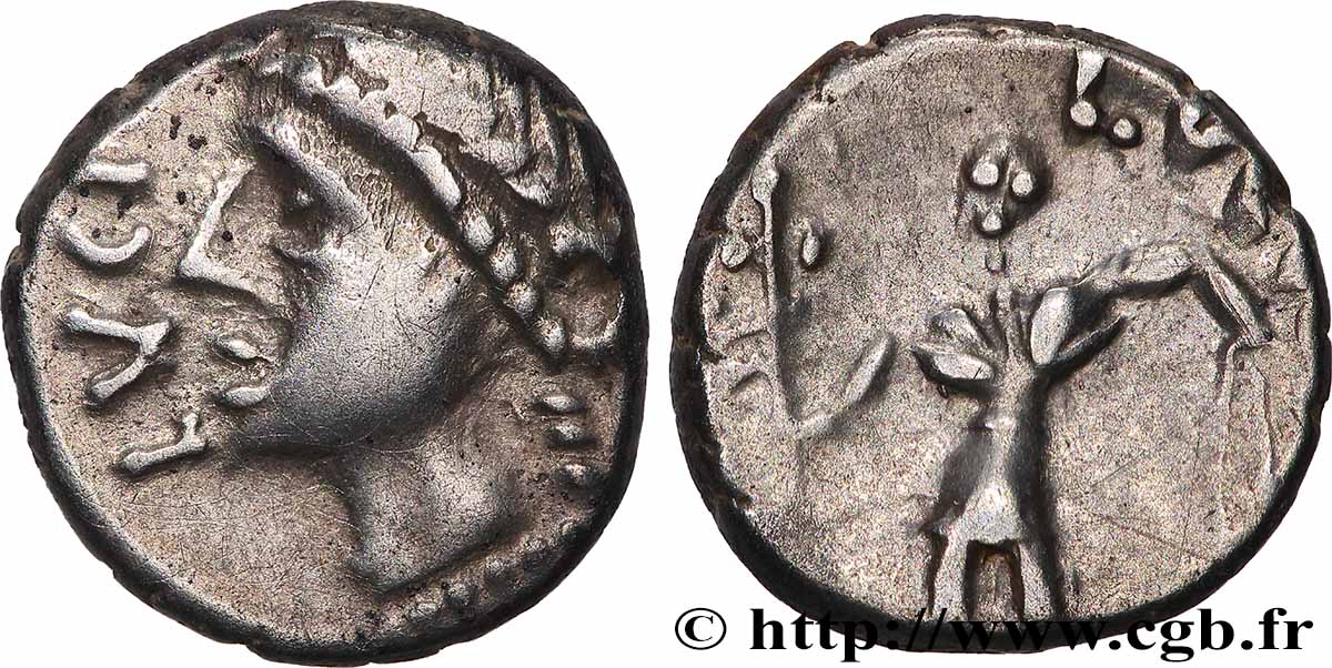 ÉDUENS (BIBRACTE, région du Mont-Beuvray) Denier LVCIOS TTB+