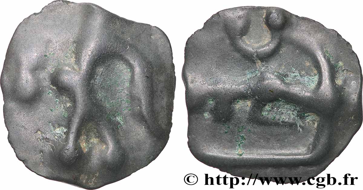 ÉDUENS (BIBRACTE, région du Mont-Beuvray) Potin “au mannequin” et au taureau à gauche TTB+