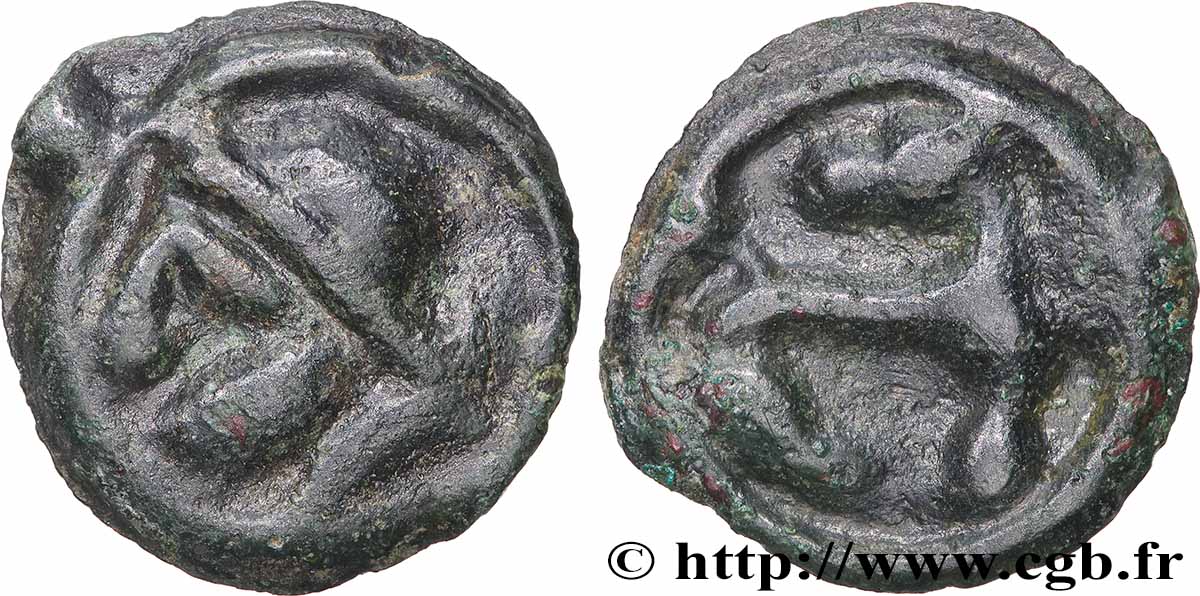 ÉDUENS (BIBRACTE, région du Mont-Beuvray) Potin au cheval retournant la tête TTB