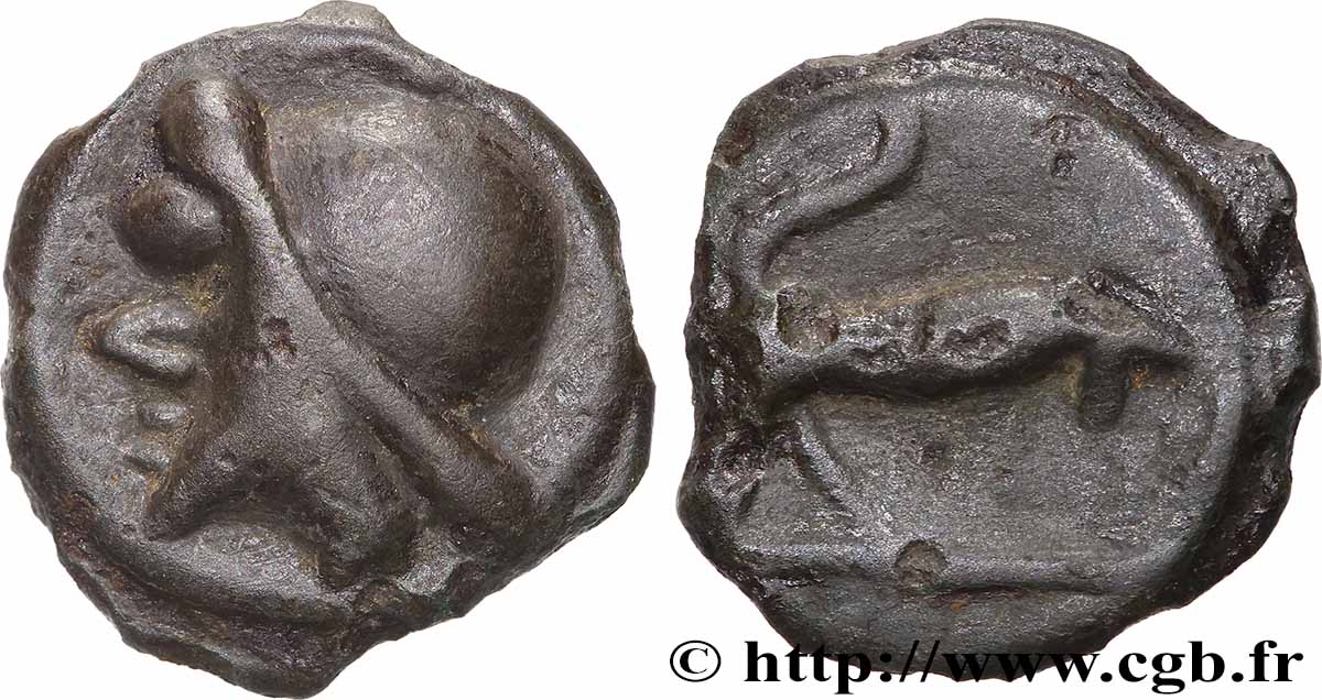 BITURIGES CUBES (Région de Bourges) Potin au taureau chargeant SPL/TTB+