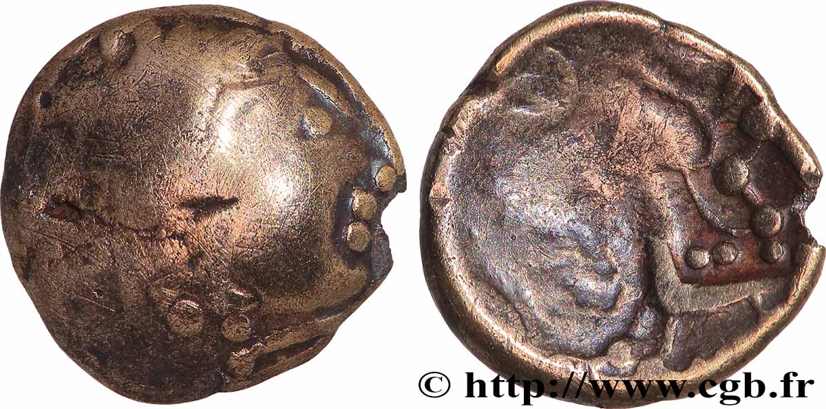 ÉDUENS (BIBRACTE, région du Mont-Beuvray) Quart de statère à la rouelle, du type de Chenôves TB+