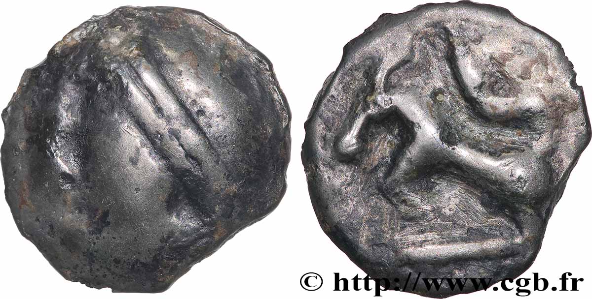 SÉQUANES (Région de Besançon) Potin à la grosse tête, au bandeau lisse TB+/TTB+