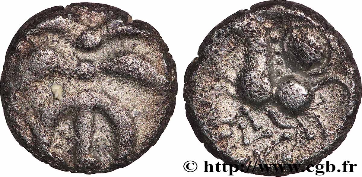 HELVETES / VINDELICI, incertaines (Suisse, Allemagne du Sud actuelle) Denier d&nbsp;argent au rameau TTB