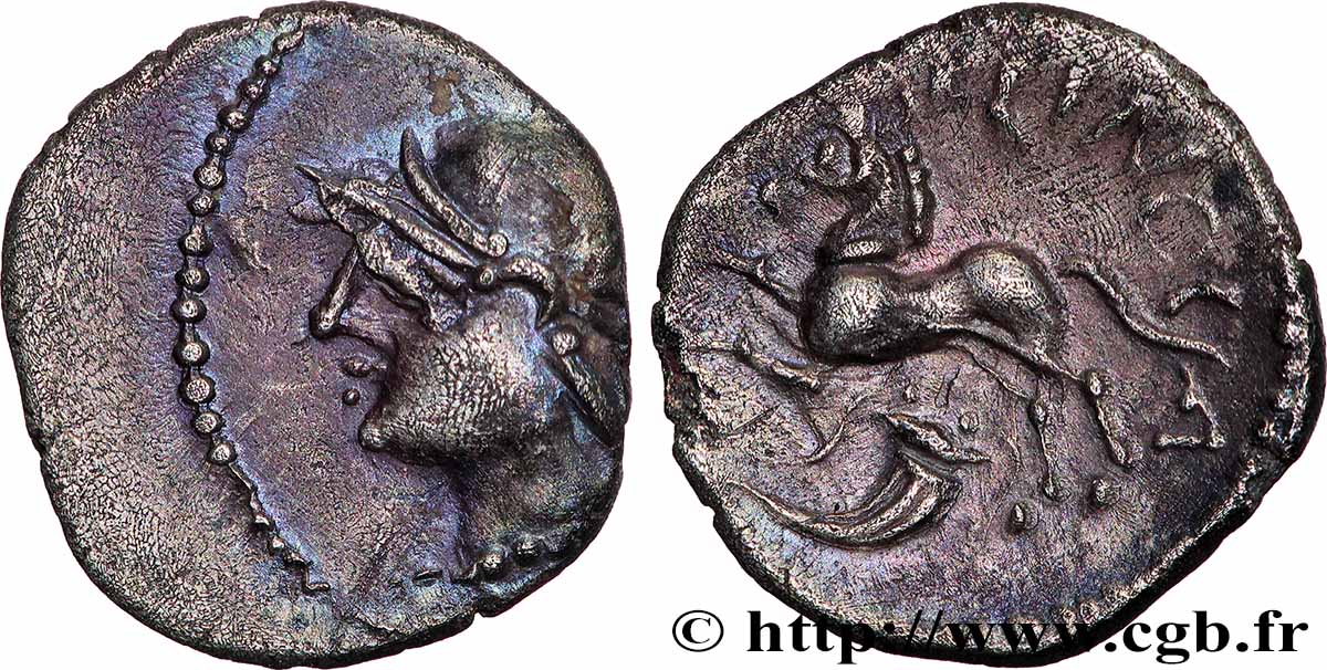 ÉDUENS (BIBRACTE, région du Mont-Beuvray) Denier BELINOC à la corne d’abondance TTB+