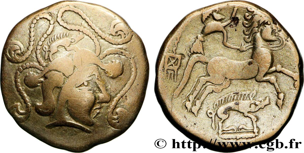GALLIEN - ARMORICA - BAÏOCASSES (Region die Bayeux) Statère d’électrum aux sangliers SS