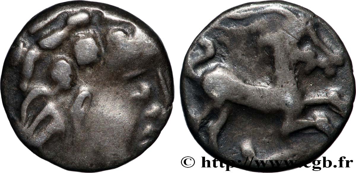 ALLOBROGES (Région du Dauphiné) Denier au cervidé et au caducée, tête à droite TTB