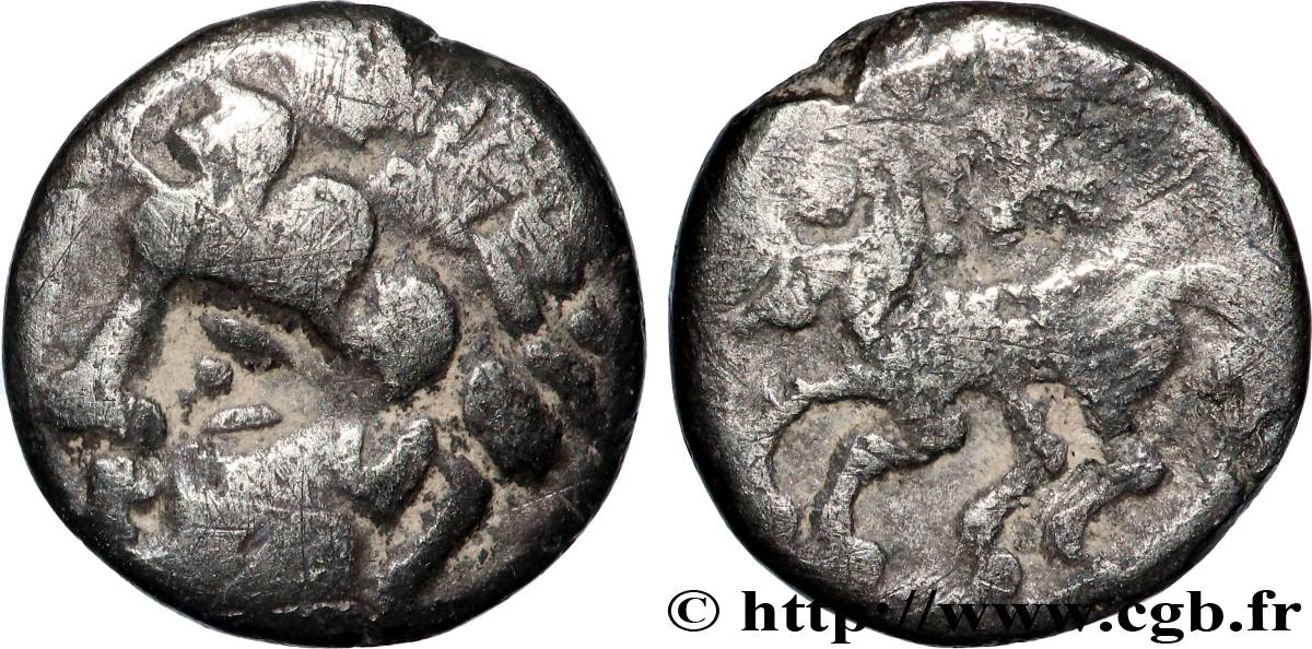 ALLOBROGES (Région du Dauphiné) Denier au cheval galopant et au “caducée” TTB