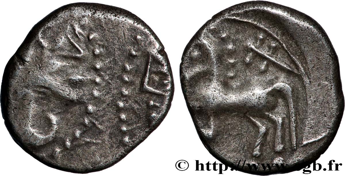 ALLOBROGES (Région du Dauphiné) Denier au cheval galopant et au “caducée” TTB/TTB+