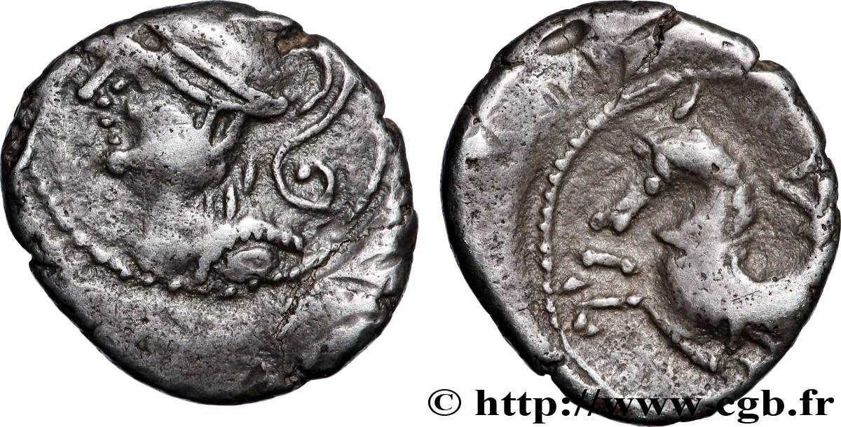 ALLOBROGES (Région du Dauphiné) Denier à l’hippocampe, tête à gauche TTB+