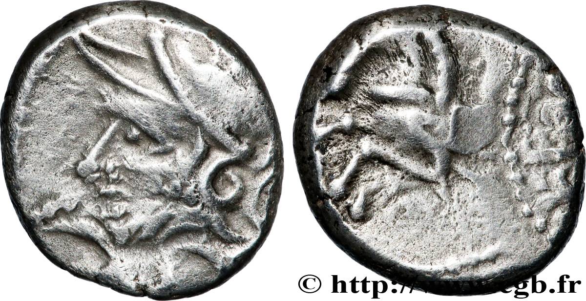 ALLOBROGES (Région du Dauphiné) Denier à l’hippocampe, tête à gauche TTB+