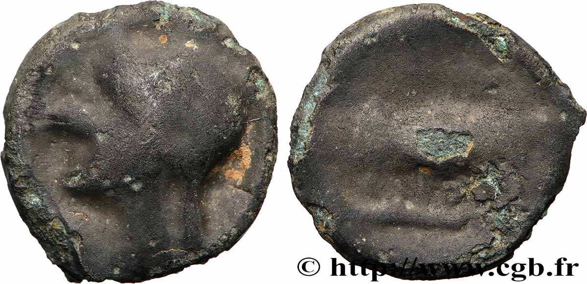 TURONES (Area of Touraine) Potin “à la tête diabolique”, taureau à droite SS/S