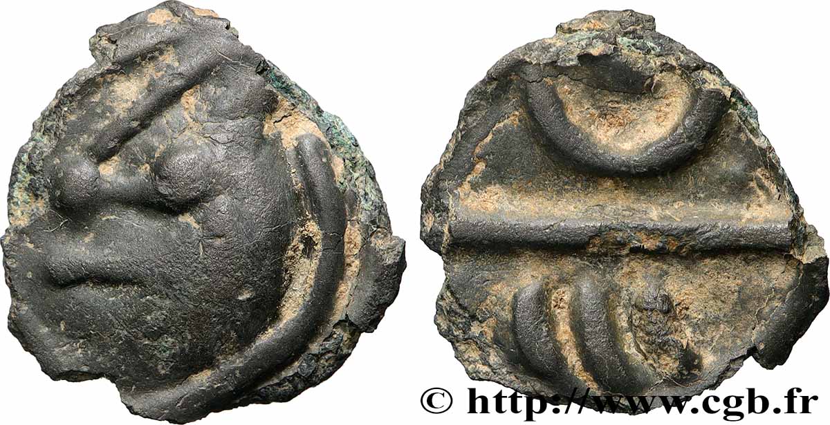 BELLOVAQUES (Région de Beauvais) Potin aux chevrons et au demi-cercle, classe II TTB