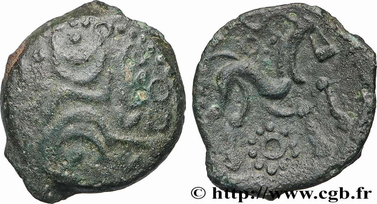 AULERQUES ÉBUROVICES (Région d&nbsp;Évreux) Bronze au cheval, dérivé de types belges TB+/TTB