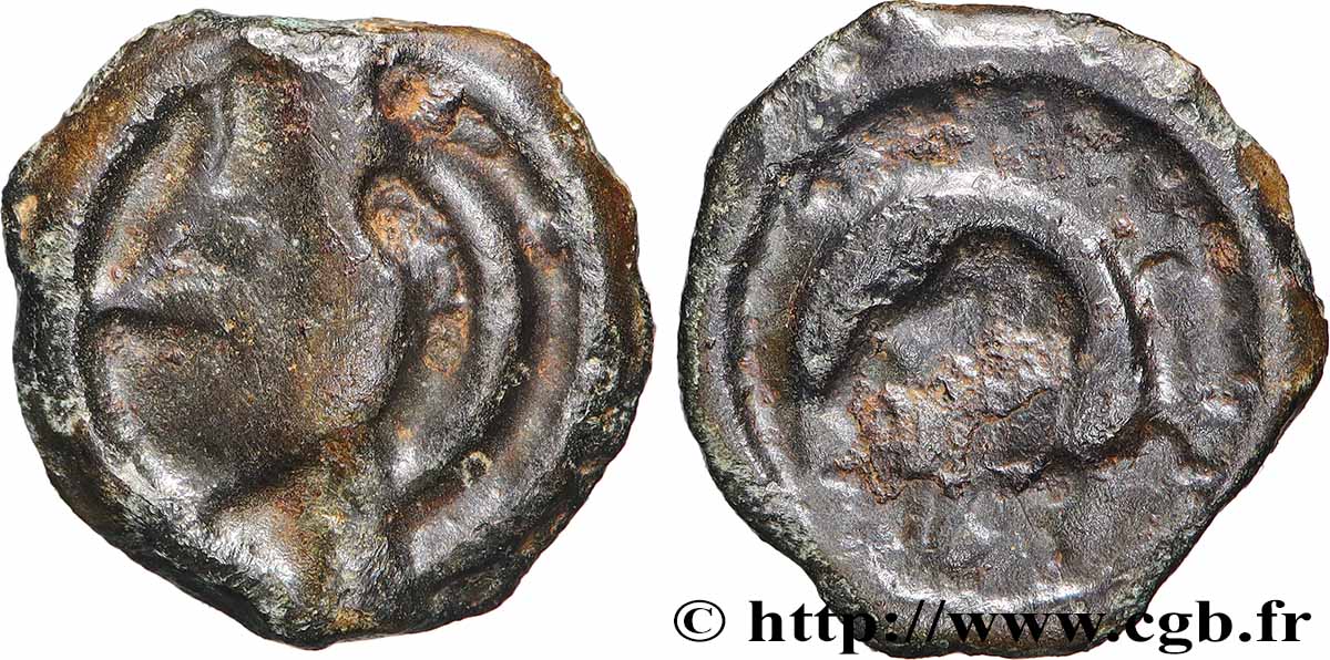 BITURIGES CUBI / CARNUTES, UNBEKANNT Potin à l’animal retourné du Loir-et-Cher SS