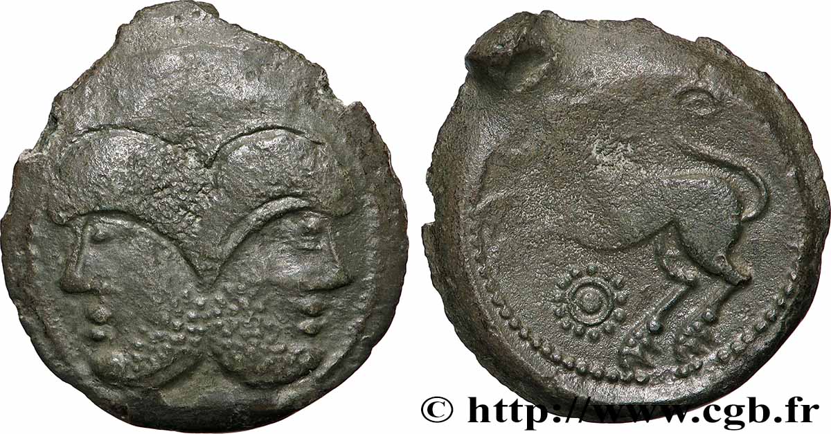 SUESSIONS (région de Soissons) Bronze à la tête janiforme barbue, classe I TTB+