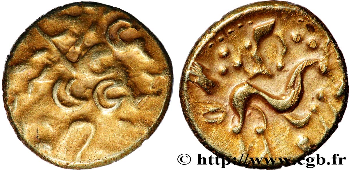 AMBIENS (Région d&nbsp;Amiens) Statère d&nbsp;or biface au flan court TTB/TTB+