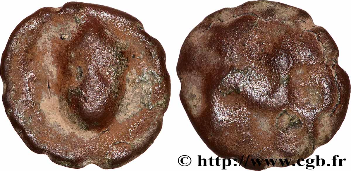 GALLIEN - BELGICA - AMBIANI (Region die Amiens) Bronze à la tête de face fSS