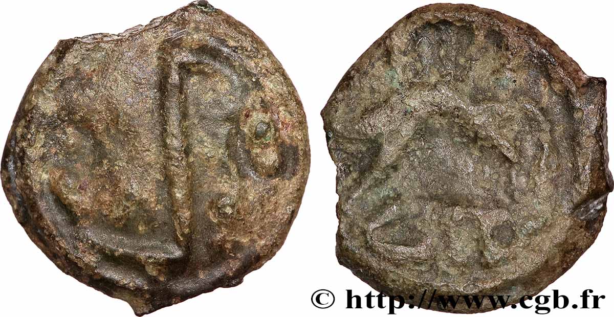 GALLIEN - BELGICA - LINGONES (Region die Langres) Potin OYINDIA à la tête janiforme fSS
