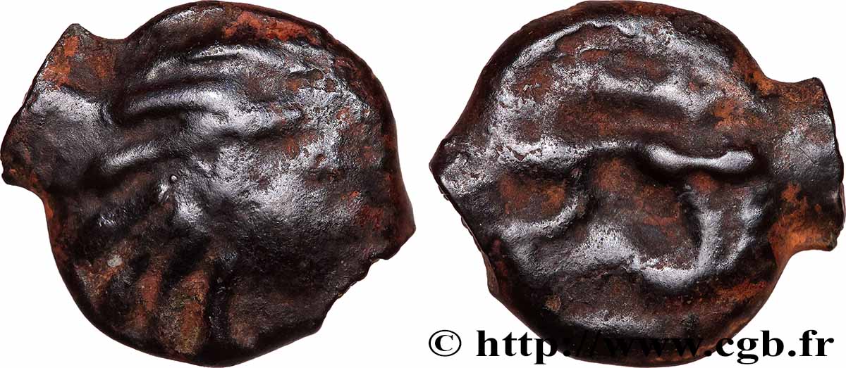 SÉNONS (région de Sens) Potin à la tête “d’indien” et au sanglier TB+