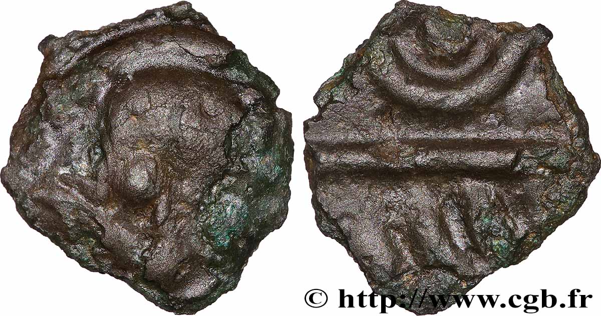 GALLIA BELGICA - BELLOVACI (Area of Beauvais) Potin aux chevrons et au demi-cercle, classe II XF