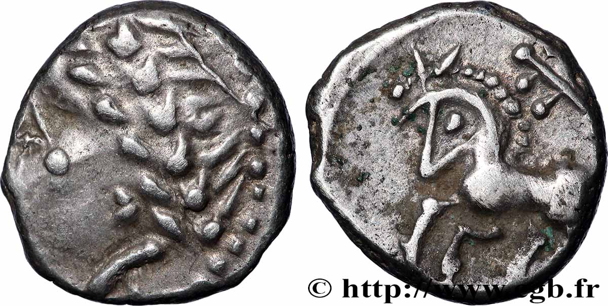 ALLOBROGES (Région du Dauphiné) Denier au cheval galopant et au “caducée” TTB+