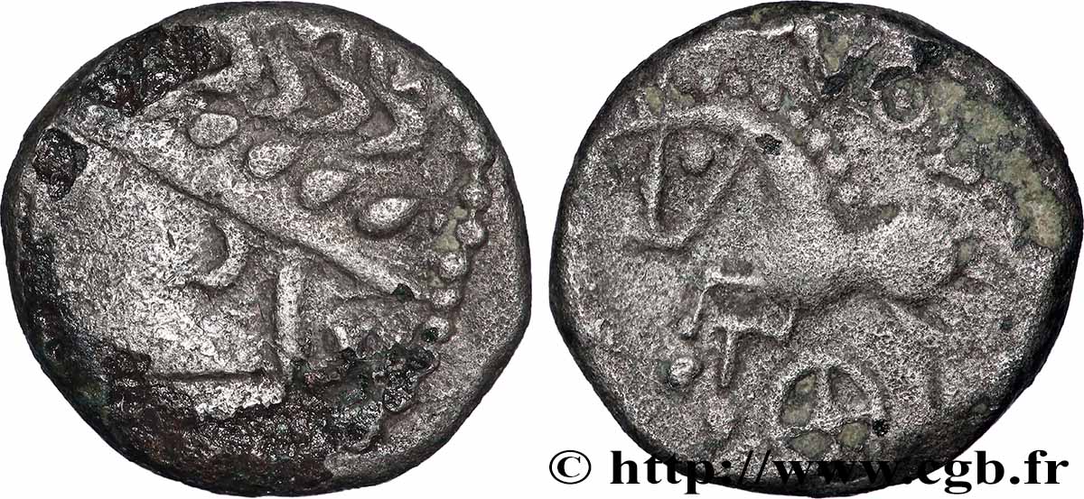 GALLIEN -ALLOBROGES (Region die Dauphine) Denier VOL au cheval et à la rouelle fSS/SS