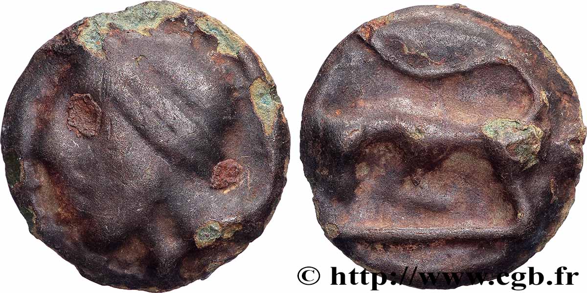 GALLIA BELGICA - SEQUANI (Area of Besançon) Potin à la grosse tête, au bandeau lisse AU