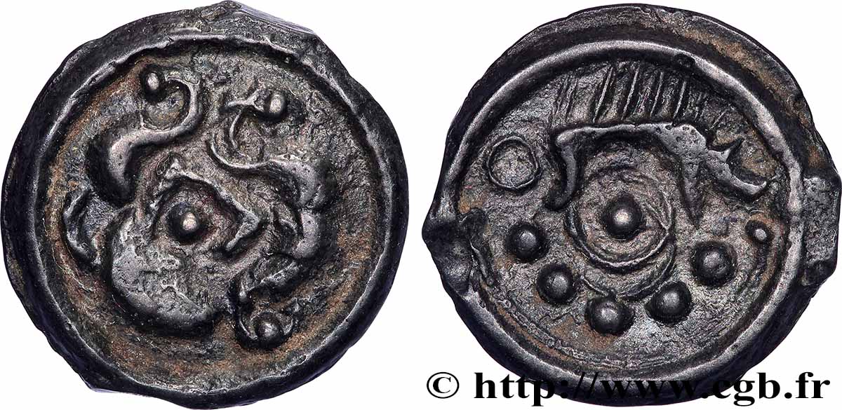 GALLIA BELGICA - SUESSIONES (Area of Soissons) Potin au sanglier, au torque et aux globules AU/MS