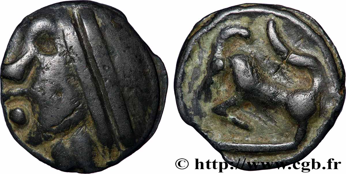 GALLIA BELGICA SEQUANI (Regione di Besançon) Potin à la grosse tête, au bandeau lisse q.SPL