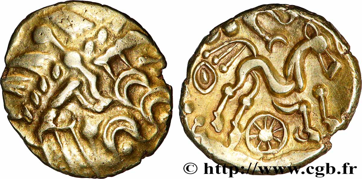 GALLIA BELGICA - SUESSIONES (Regione de Soissons) Statère à l&nbsp;œil, variété “à l’ancre” q.SPL/SPL