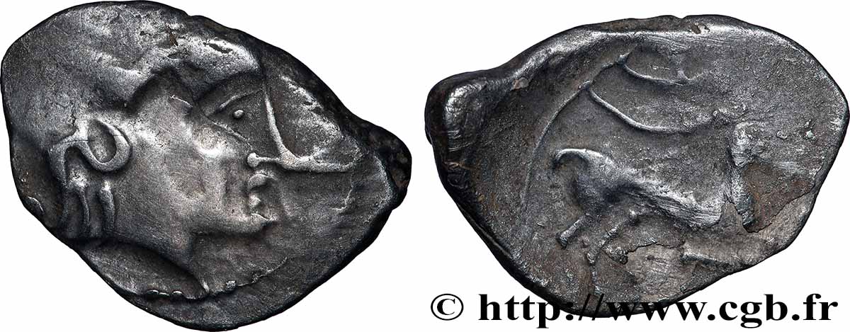 GALLIA - ALLOBROGES (Region di Dauphine) Denier au cervidé et à la roue, tête à droite q.BB