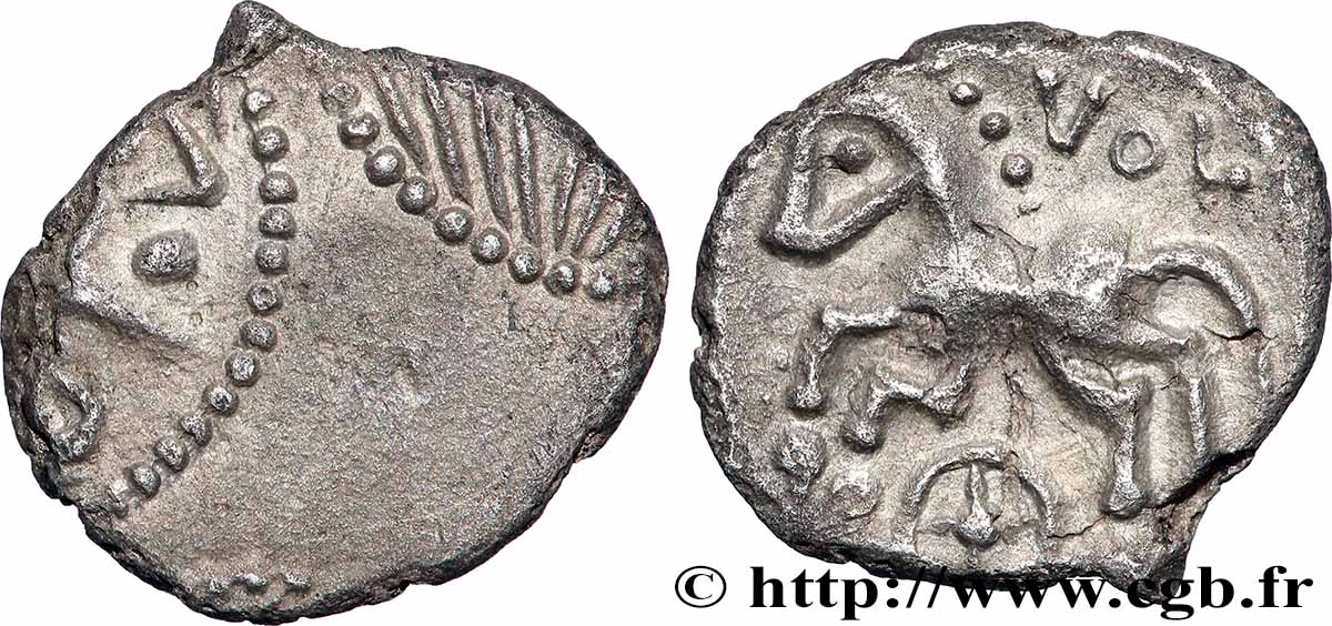 GALLIA - ALLOBROGES (Region di Dauphine) Denier VOL au cheval et à la rouelle q.SPL