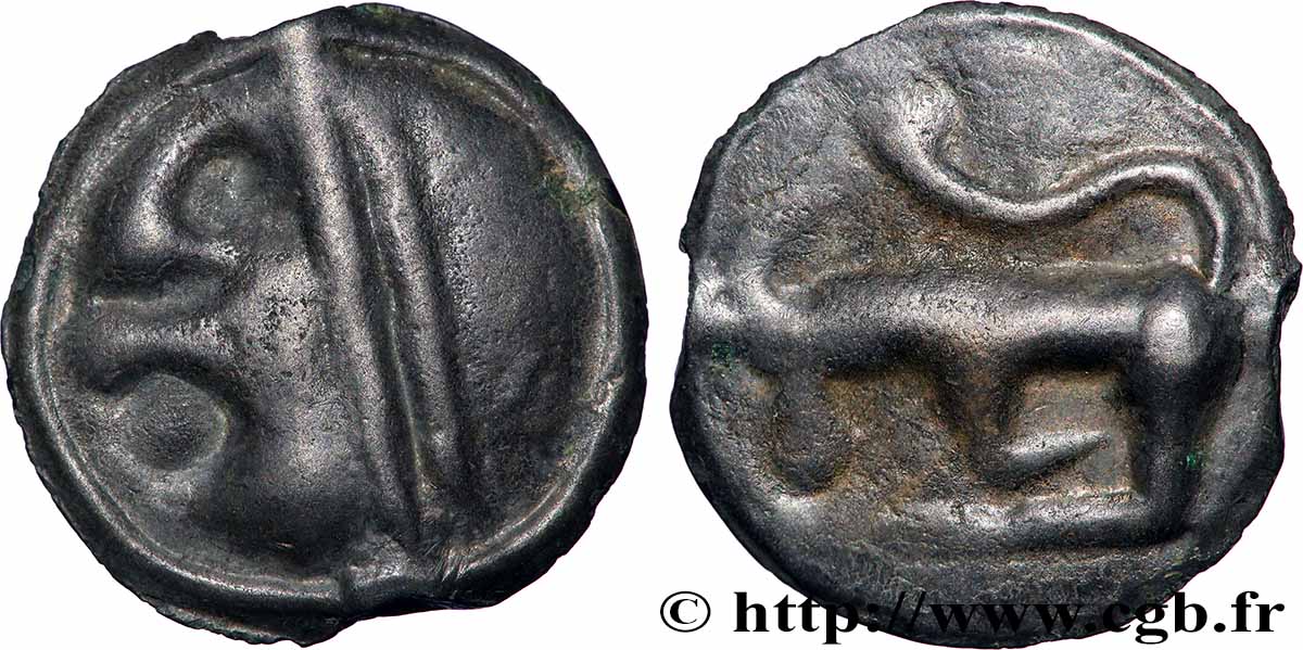 SÉQUANES (Région de Besançon) Potin à la grosse tête, au bandeau lisse TTB+