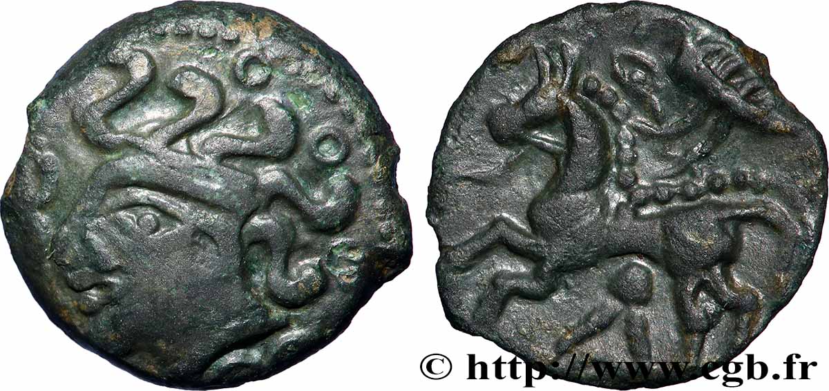 GALLIA - AULERCI EBUROVICES (Región d&nbsp;Evreux) Bronze au cheval et à l’oiseau MBC+