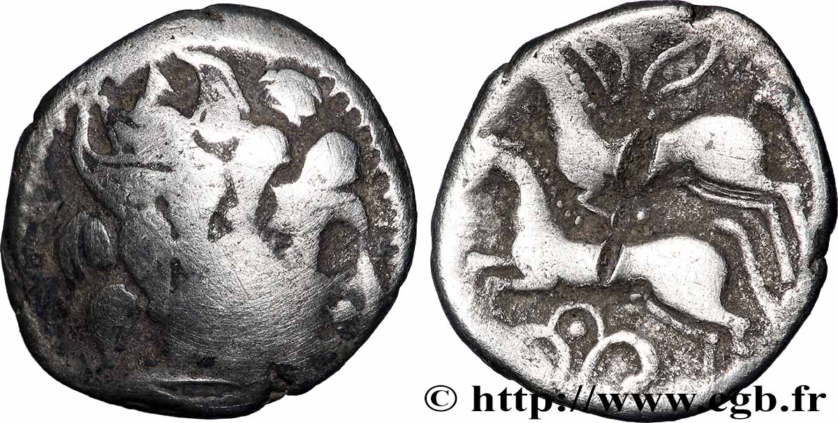 PICTONS / BITURIGES / CARNUTES - CENTRE-OUEST, Incertaines Drachme aux deux chevaux, série A1 - revers à gauche TTB