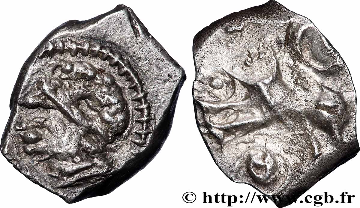 GALLIA - SOUTH WESTERN GAUL - RUTENI (Area of Rodez) Drachme “au sanglier”, à la petite tête bouclée, S. 442 AU/AU