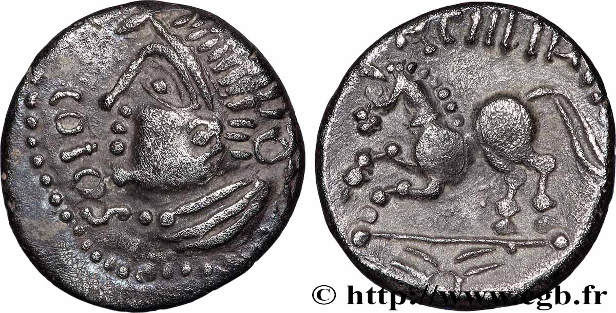 GALLIA - GALLIA DELLO SETTENTRIONALE - ÆDUI (BIBRACTE, Regione dello Mont-Beuvray) Denier COIOS / ORCIITIRIX q.SPL
